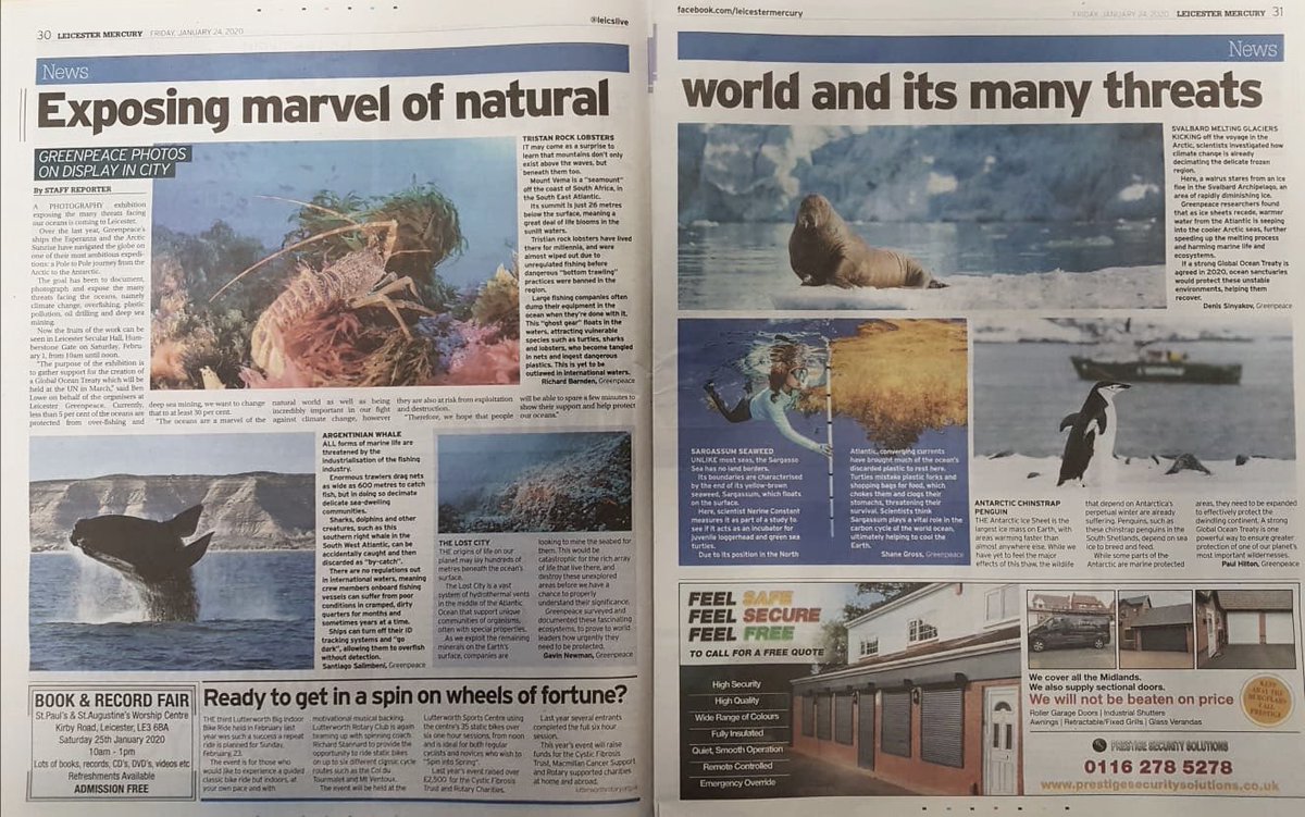 Our #ProtectTheOceans exhibition has been featured in the Leicester Mercury by @leicslive! Join us this Saturday in Secular Hall, 10am-12pm to see the images up close, experience our ocean VR and sign our petition supporting the #GlobalOceansTreaty.