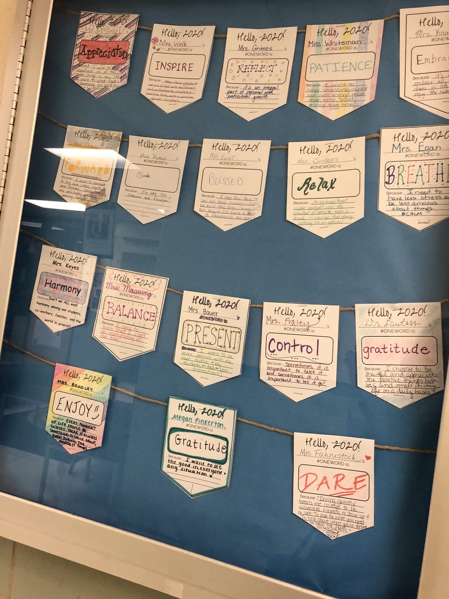 KateFahnestock's tweet photo. @DASD_BC’s #oneword2020 staff bulletin board is refreshed and all set for a new year! 🎉 #BCrocks #DASDpride 💙💛 https://t.co/QRd8r5wUmV