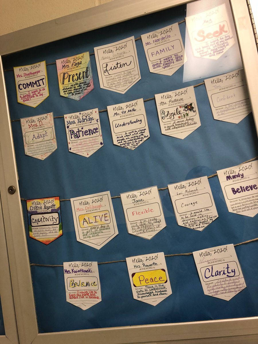 KateFahnestock's tweet photo. @DASD_BC’s #oneword2020 staff bulletin board is refreshed and all set for a new year! 🎉 #BCrocks #DASDpride 💙💛 https://t.co/QRd8r5wUmV