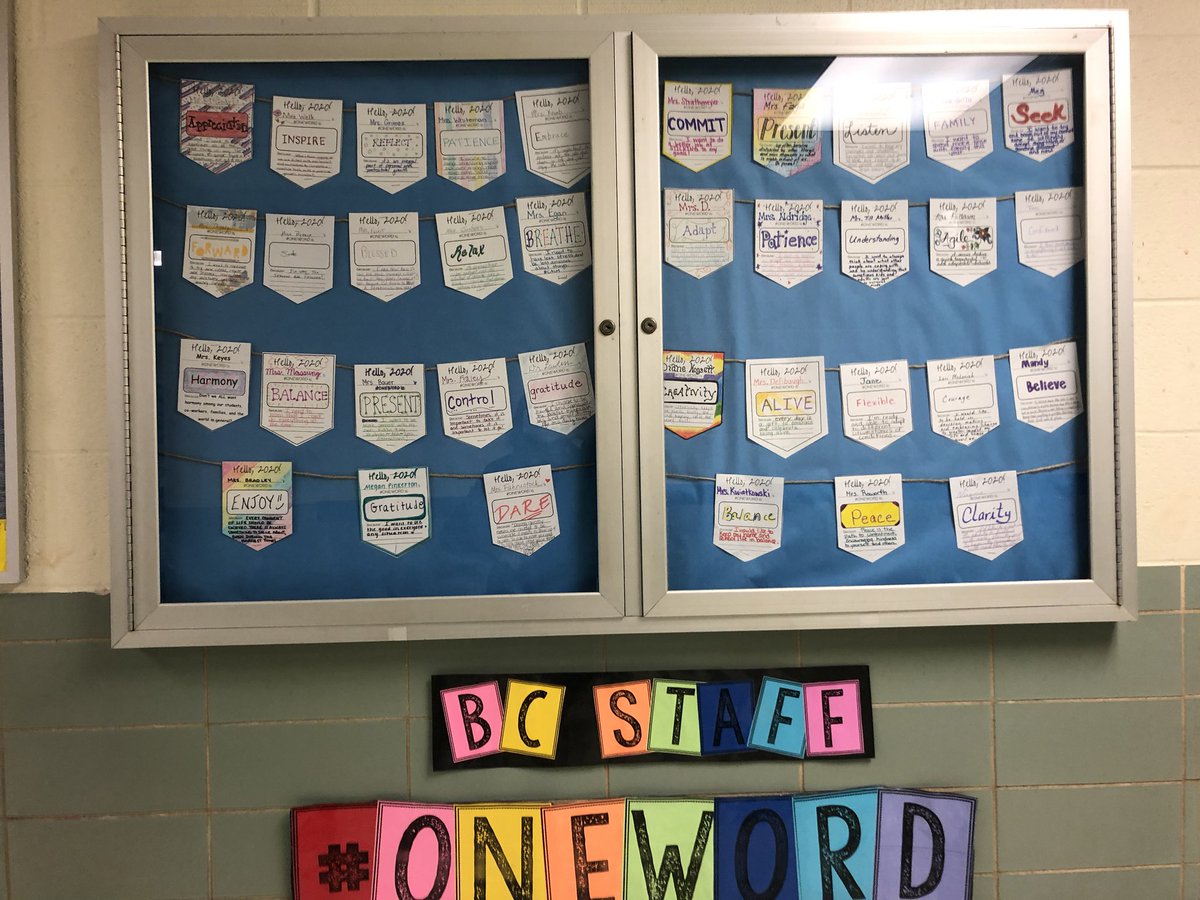KateFahnestock's tweet photo. @DASD_BC’s #oneword2020 staff bulletin board is refreshed and all set for a new year! 🎉 #BCrocks #DASDpride 💙💛 https://t.co/QRd8r5wUmV