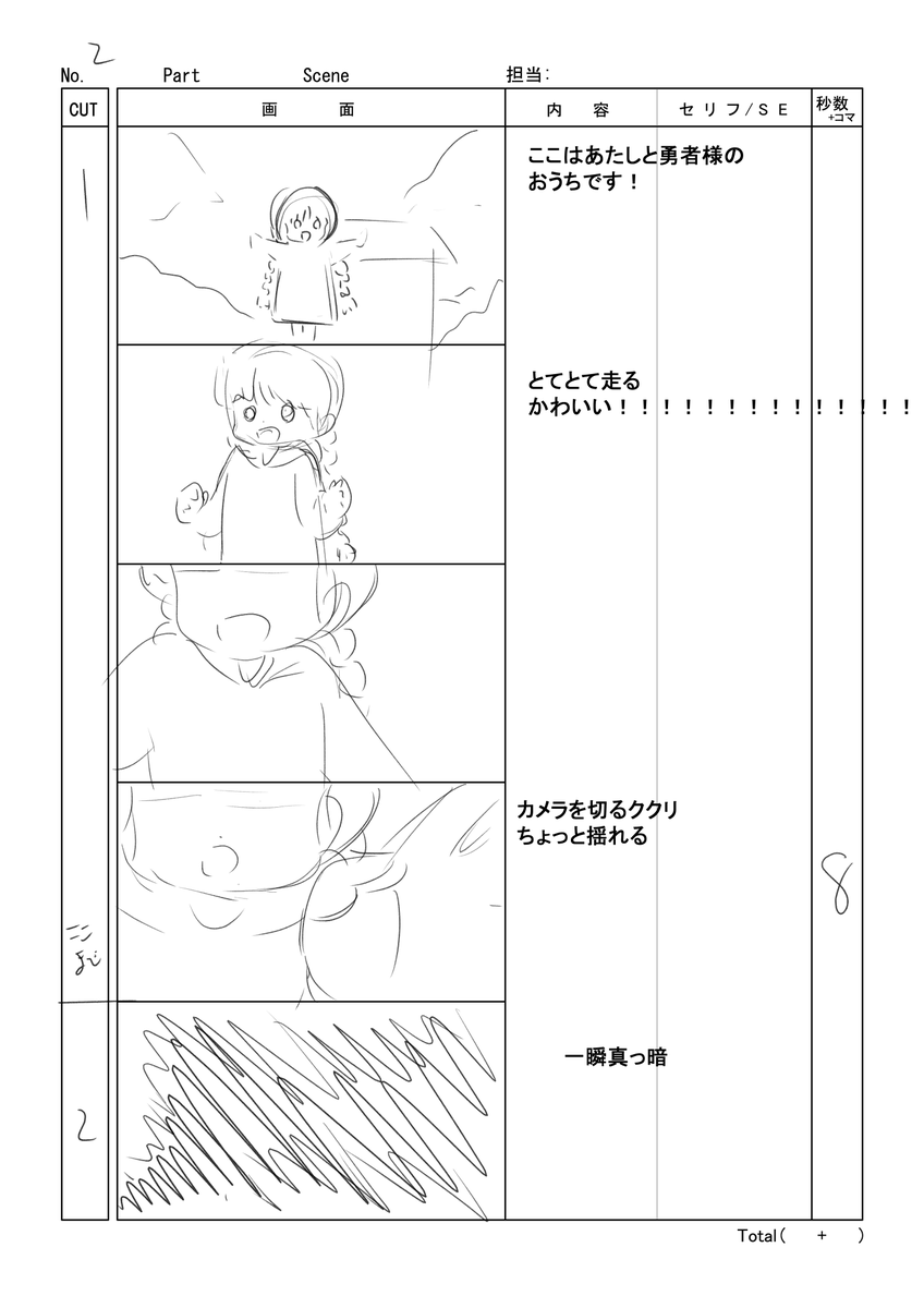 コンテできました 今回かなり短めで 30秒切る ツイッターの自主制作はこれくら さかたはるき Fanboxの漫画