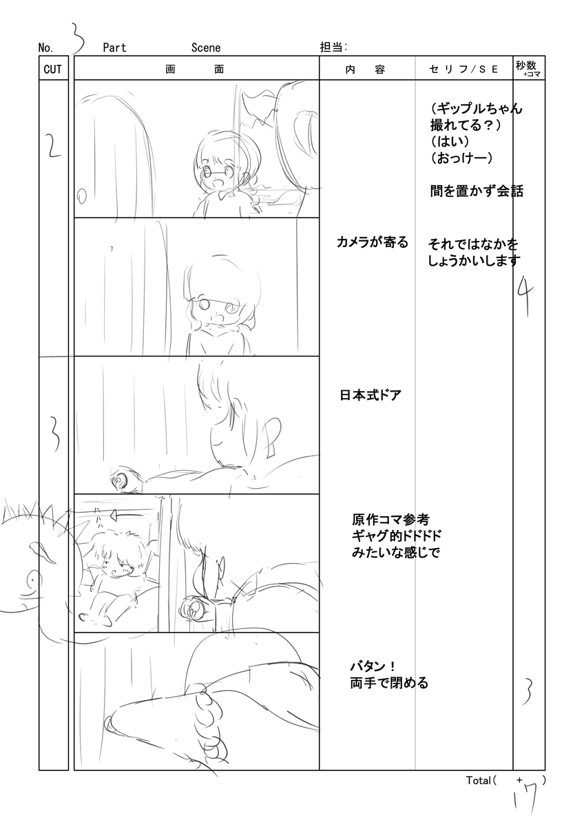 コンテできました 今回かなり短めで 30秒切る ツイッターの自主制作はこれくら さかたはるき Fanboxの漫画