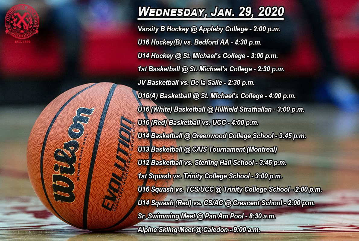 standrews1899's tweet photo. Here is today's sports schedule! #SACathletics #BellLetsTalk https://t.co/ke67871jCF