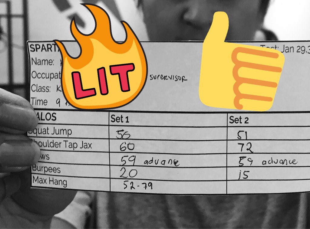 neverkid's tweet image. ROOKIE REPS: Reps in one minute. First-ever fitness test done!

#SpartaPH #TeamKalos