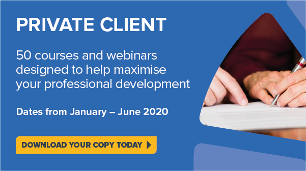Private Client Practice legal training available to download and order now bit.ly/2TagSYh 

Providing the latest developments in the key areas of Private Client Practice - catered to junior lawyers as well as experienced private client partners.

#PrivateClient #SRA
