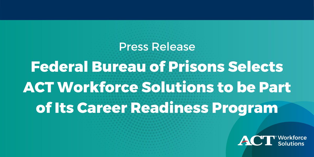 Sean_C_CT's tweet image. .@ACT has been awarded a contract by @TheJusticeDept’s Federal Bureau of Prisons to help prepare inmates for reentry and transition into the workforce after their release through #ACTWorkforce Solutions. Check it out: bit.ly/2RWa6CX
