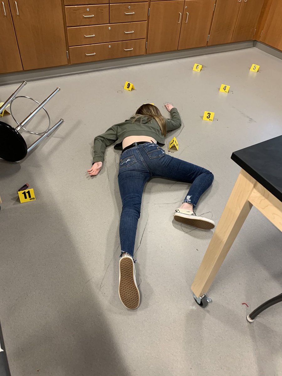 Seifert006's tweet photo. Too tired from studying or part of a crime scene?  Forensic class is studying evidence at a crime scene. @rangerhub @RangersNHS @NorthNews123 https://t.co/NpUSZks72b