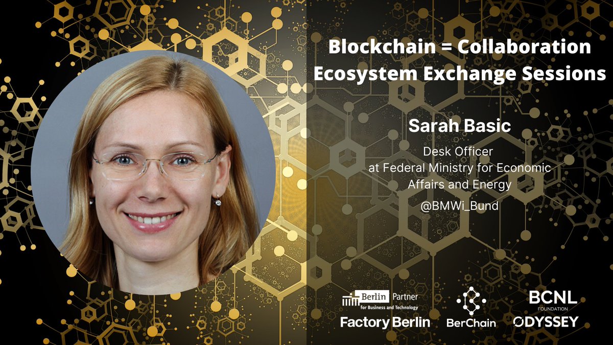 ber_chain's tweet photo. Our final speaker for the afternoon session now takes the stage at @FactoryBerlin to talk about the German Blockchain Strategy, the timeline and the future initiatives
Sarah Basic from @BMWi_Bund
#Germany #BlockCollab #DLT
Link to the livestream: https://t.co/FyrXq3g0F0 https://t.co/9m0BajvS8r
