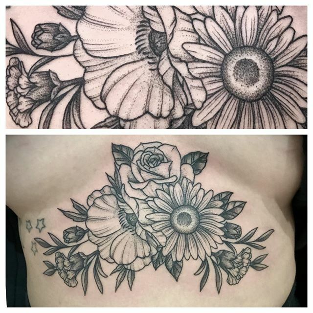 Alisha Rice Tattoo  Delicate floral bouquet  for Lauren She picked poppy  daisy and bluebonnet Thanks again alisharicealisharicetattoo  thinktanktattoo denvertattoo denvertattooartist coloradotattoo  coloradotattooartist bouldertattoo 