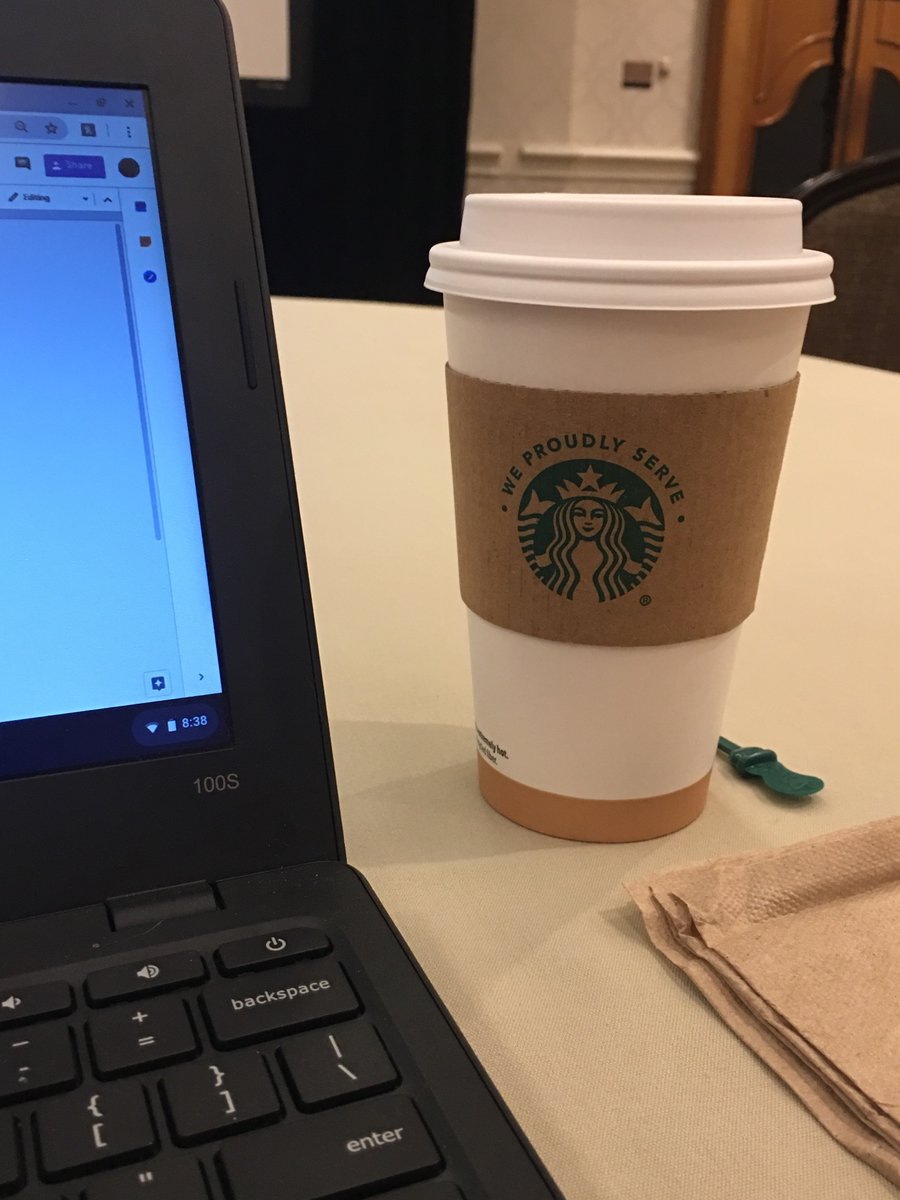 SabelKayla's tweet photo. Ready to learn at Plain Talk this week! So many great sessions planned and a fully charged Chromebook to record all the great information. #coffee #plaintalknola @cdlteach https://t.co/p3joQnCxrk