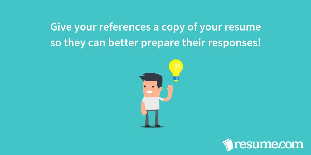 resumecom's tweet photo. A #tip: Give your references a copy of your resume so they can better prepare their responses! Good luck with your #jobhunt 🙂#resumecom #hiring https://t.co/k2x6vLGNHR