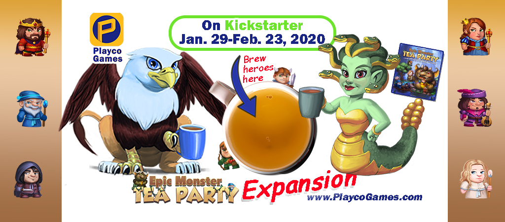 playcogames's tweet photo. 🐍☕ IT'S LIVE!!!!!! ☕🦅
The #EpicMonsterTeaParty Expansion is up on #Kickstarter! 2 reward tiers are limited (only 50 Early Birds & only 30 w/ original art from the talented Gary Bedell) so head on over & grab those before they're gone! https://t.co/9HSBC8bHSY
#TabletopGames https://t.co/KwnwfNgP9G