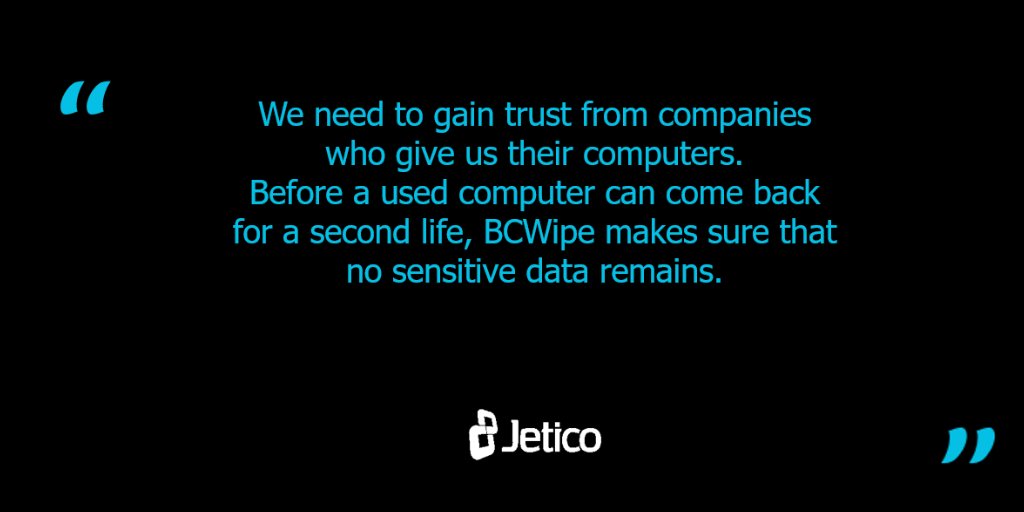 JeticoSoftware's tweet photo. Read how #BCWipe enables trusted computer donations with tamper-proof wiping reports: https://t.co/4FWdY2zZGx
#SuccessStory #CaseStudy #WipeHardDrive #DonateComputer https://t.co/9vajdd0wVL