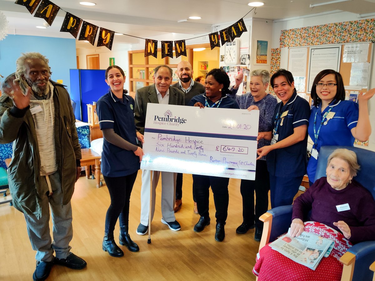 Pembridge Hospice (@pembridgelife) on Twitter photo Leyla, Mohammed and Gemma from <a href="/BornoPharmacy/">Borno Pharmacy</a> St Charles recently visited to donate the proceeds from their December fundraising. Look how happy the nurses and patients were to see them! 10p for every item dispensed in December added up to a whopping £642.90. Thank you x Leyla, Mohammed and Gemma from <a href="/BornoPharmacy/">Borno Pharmacy</a> St Charles recently visited to donate the proceeds from their December fundraising. Look how happy the nurses and patients were to see them! 10p for every item dispensed in December added up to a whopping £642.90. Thank you x