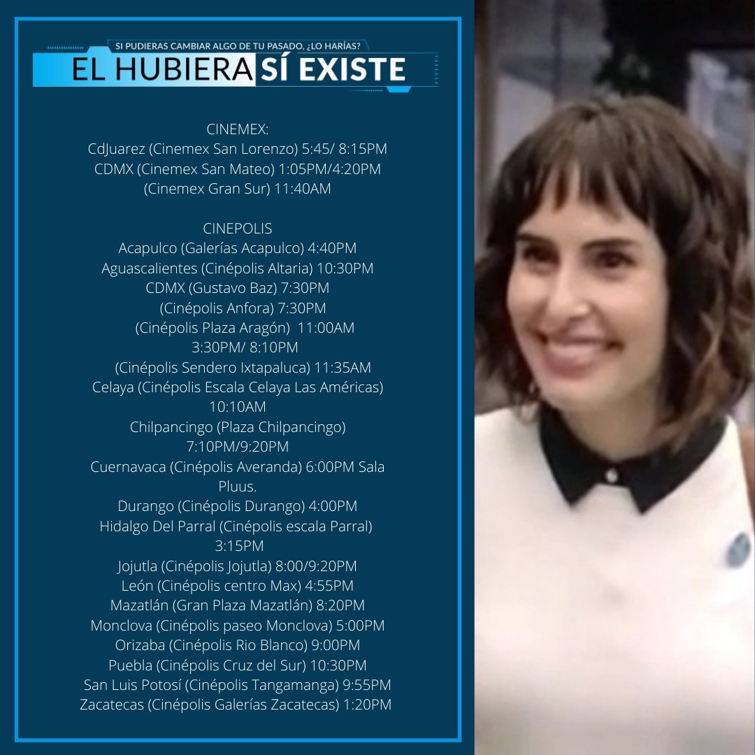 KikaEdgar_Fans's tweet photo. Hoy se suma a la lista una función extra de #elhubierasíexiste en (Cinemex Gran Sur 11:40AM)
¡Difruta de esta increíble historia protagonizada por @LA_SERRADILLA ! 
#AnaSerradilla es #Elisa 
#Cine #Mexico https://t.co/iPT62SYaoB
