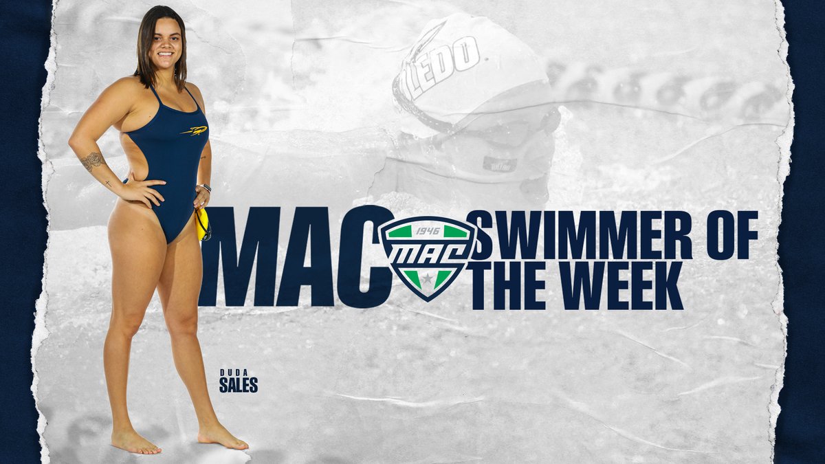 Toledoswimdive's tweet photo. 🚨 After a record-setting performance on Saturday, Duda Sales was named MAC Swimmer of the Week! 

🔗 https://t.co/dCLb9H5CIt https://t.co/BpOdC1i1wP