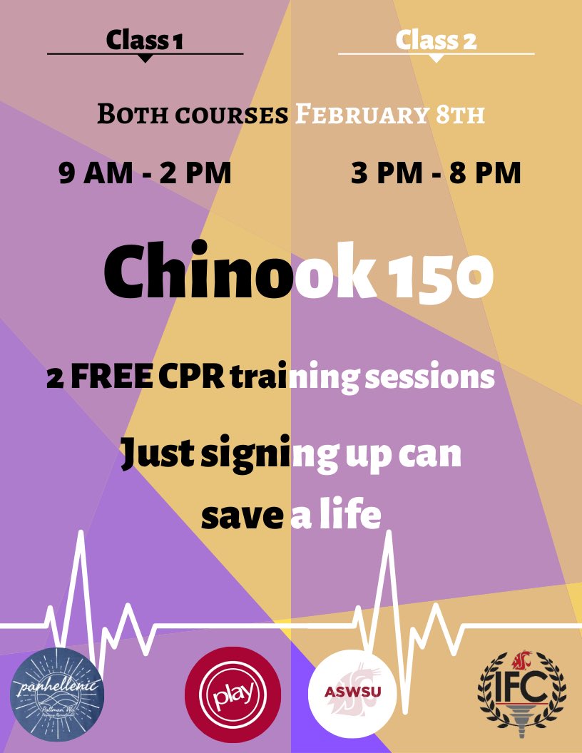 ASWSU's tweet photo. 2 chances to get CPR/AED/ Adult First Aid certification FREE for WSU students!! Yes, you read that right Cougs 😏  

9 AM Registration: https://t.co/2KZP5ax1TC

3 PM Registration: https://t.co/TteNhZLd4L

You might save a life just by signing up! #GoCougs https://t.co/ERoClCHt7Q