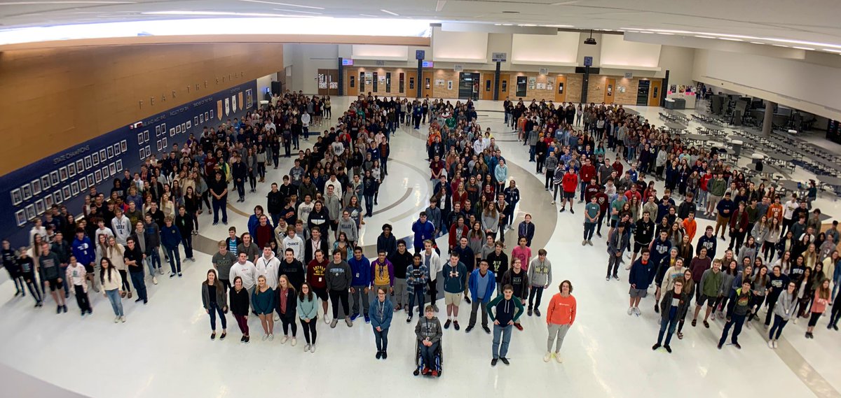 KellerISD's tweet photo. Impressive communication and collaboration at @KHSIndianNation to form a human 100 on #KISD100thDay! And a special thank you to the @KellerHighBand for orchestrating this fun activity! https://t.co/IvMJFjhqCg