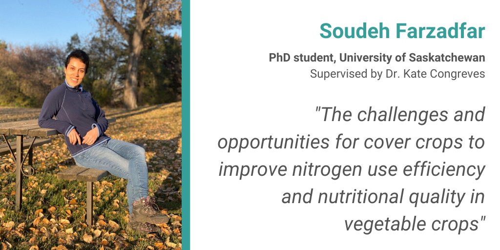 SmartSoils's tweet photo. After studying rice production in her home country Iran, Soudeh joined #SmartSoils and @KateCongreves at @usask. She is researching N cycling in field, lab & greenhouse studies of veg crops to minimize impacts on soil & environmental health.
#ClimateSmartStudents @NSERC_CRSNG https://t.co/n7vHQGmpZz
