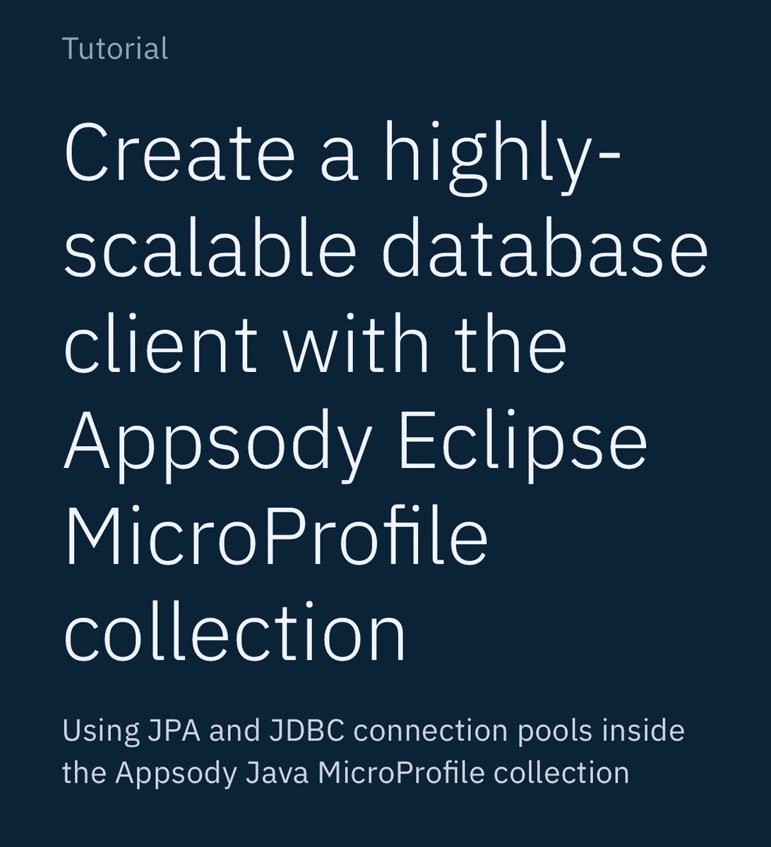 KabaneroIO's tweet photo. This #tutorial shows you how to use Java #Database Connectivity (#JDBC) and the #Java Persistence API (#JPA) connection pools inside the #Appsody and Java #MicroProfile collection. 👍
@appsodydev @KabaneroIO #CloudNative
https://t.co/Xd830idUfO https://t.co/rWcVo6wkOd