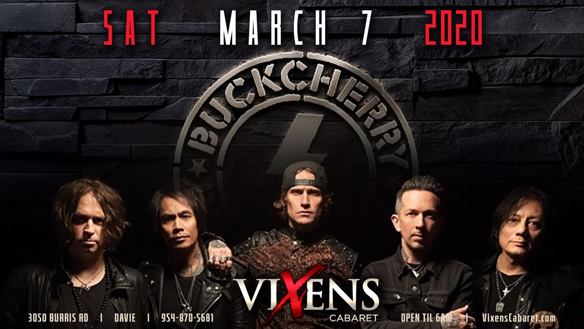Vixens Cabaret (@vixenscabaret) on Twitter photo .<a href="/Buckcherry/">Buckcherry</a> is taking the stage at #VixensCabaret on Saturday, March 7th! Get your tickets before they sell out! Are you ready to rock?
Tickets: bit.ly/VixensBuckcher… .<a href="/Buckcherry/">Buckcherry</a> is taking the stage at #VixensCabaret on Saturday, March 7th! Get your tickets before they sell out! Are you ready to rock?
Tickets: bit.ly/VixensBuckcher…