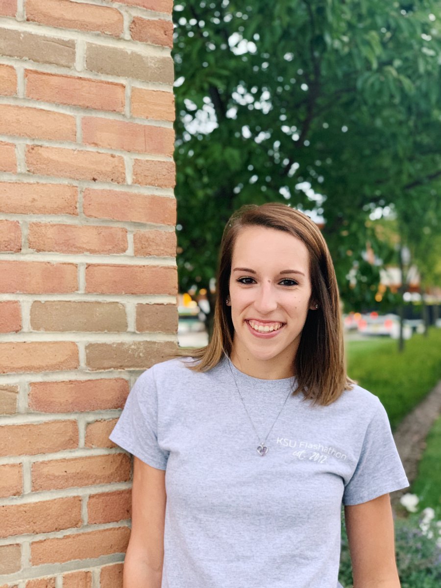 KSUFlashathon's tweet photo. Today is #whyidancewednesday! We will be shining a spotlight one of our finance board members, Megan! This is her first year on the Flashathon board and she is a senior nursing major.
"I’m FTK because no kids should fight this alone!”
#ftk #forthekids #cmnh https://t.co/MIV3k9Dls1