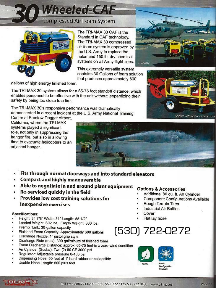TriMaxCAFS's tweet image. Tri-Max™ Fire Suppression Technologies
trimax.us  Call 530-722-0272
.
** The Tri-Max™ 30 CAF is the standard in CAF technology. 30gl of foam solution produces 600gl of high energy finished foam.
.
#firesuppression  #aviation #firesafety #fuelfire #firefighting