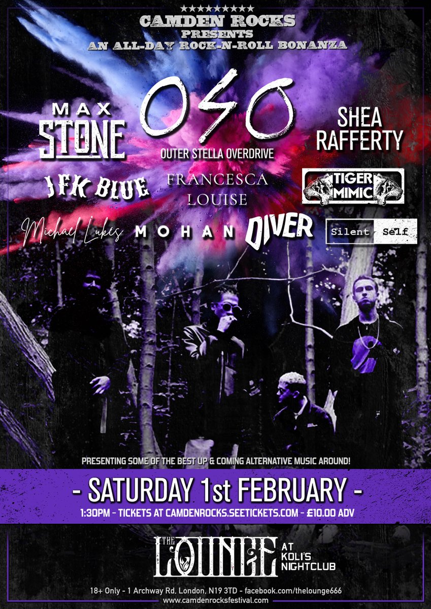CamdenRocksFest's tweet photo. 📢 This Saturday in London! 📢 #CamdenRocks presents an all-day rock-n-roll bonanza feat. #OuterStellaOverdrive @MaxStoneMusic @SheaRaffMusic @JFK4blues @TigerMimic @FLouiseMusic @MichaelLukes @SilentSelfBand &amp; more on Feb 1st. Grab final tickets 👉 https://t.co/NLw7IV03a6 https://t.co/dvuIMW4yOq