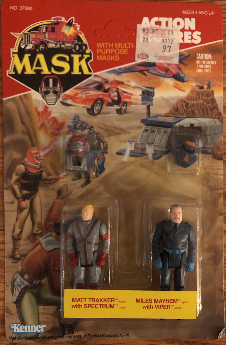 80sForNow's tweet photo. Here is #MattTracker and #MilesMayhem from the #Kenner #MASK toyline. I liked these two inch figures with their cool Masks, I know the lack of articulation was a sticking point for some folks, but we had fun with these figures. Anyone have/had these? https://t.co/EpJSDi2auv