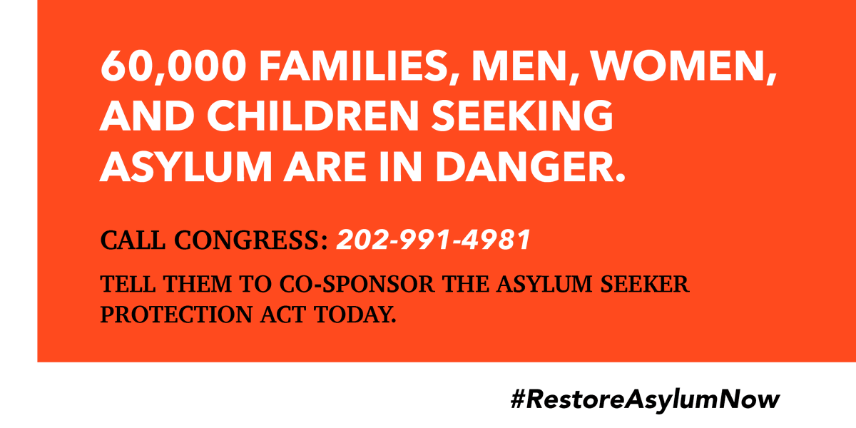 mccwashington's tweet photo. Stop the administration from hurting families, men, women, and children stuck at the border by blocking the human right to asylum. Call your member of Congress to co-sponsor the Asylum Seeker Protection Act. Tell them it is time to #RestoreAsylumNOW! https://t.co/GfH7YSlc3S