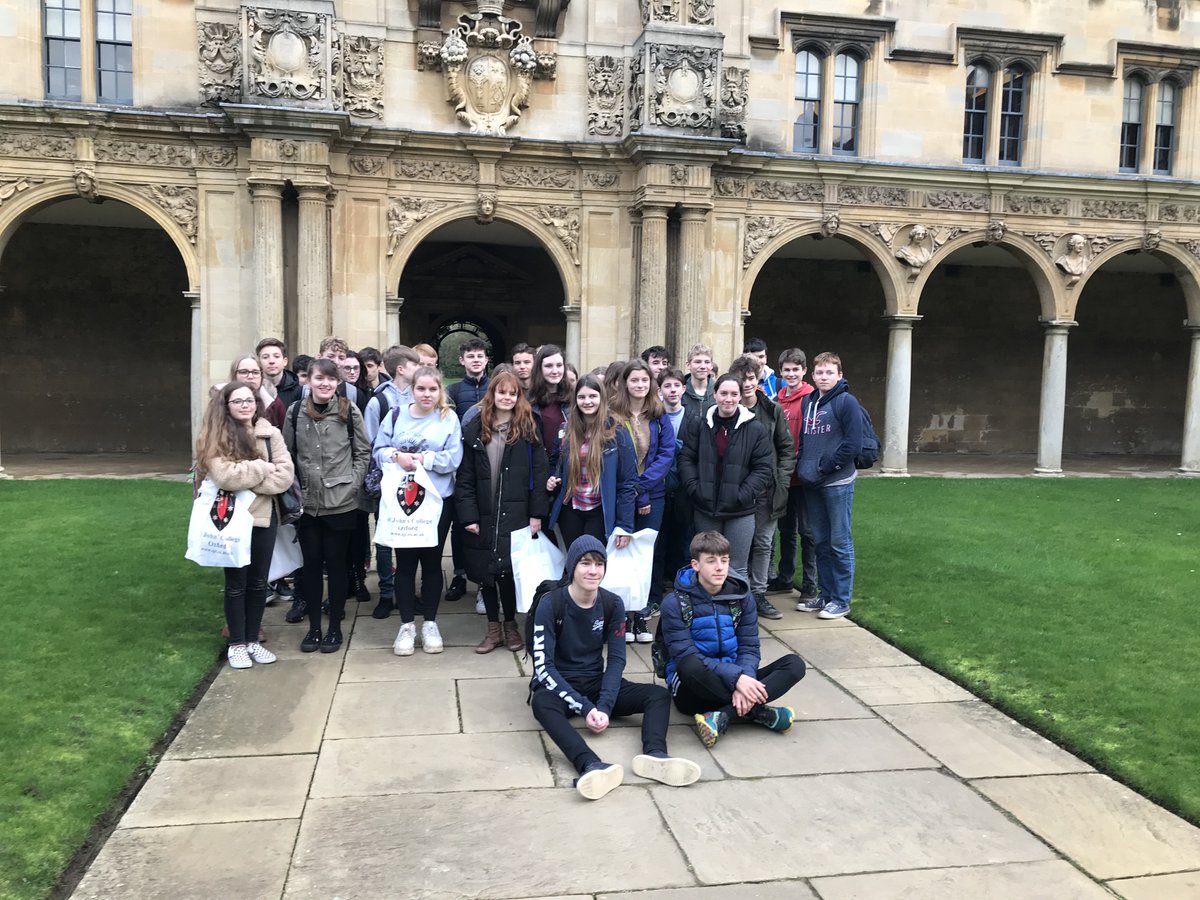 Group picture of pupils from Midhurst Rother College in St Johns' Canterbury Quad