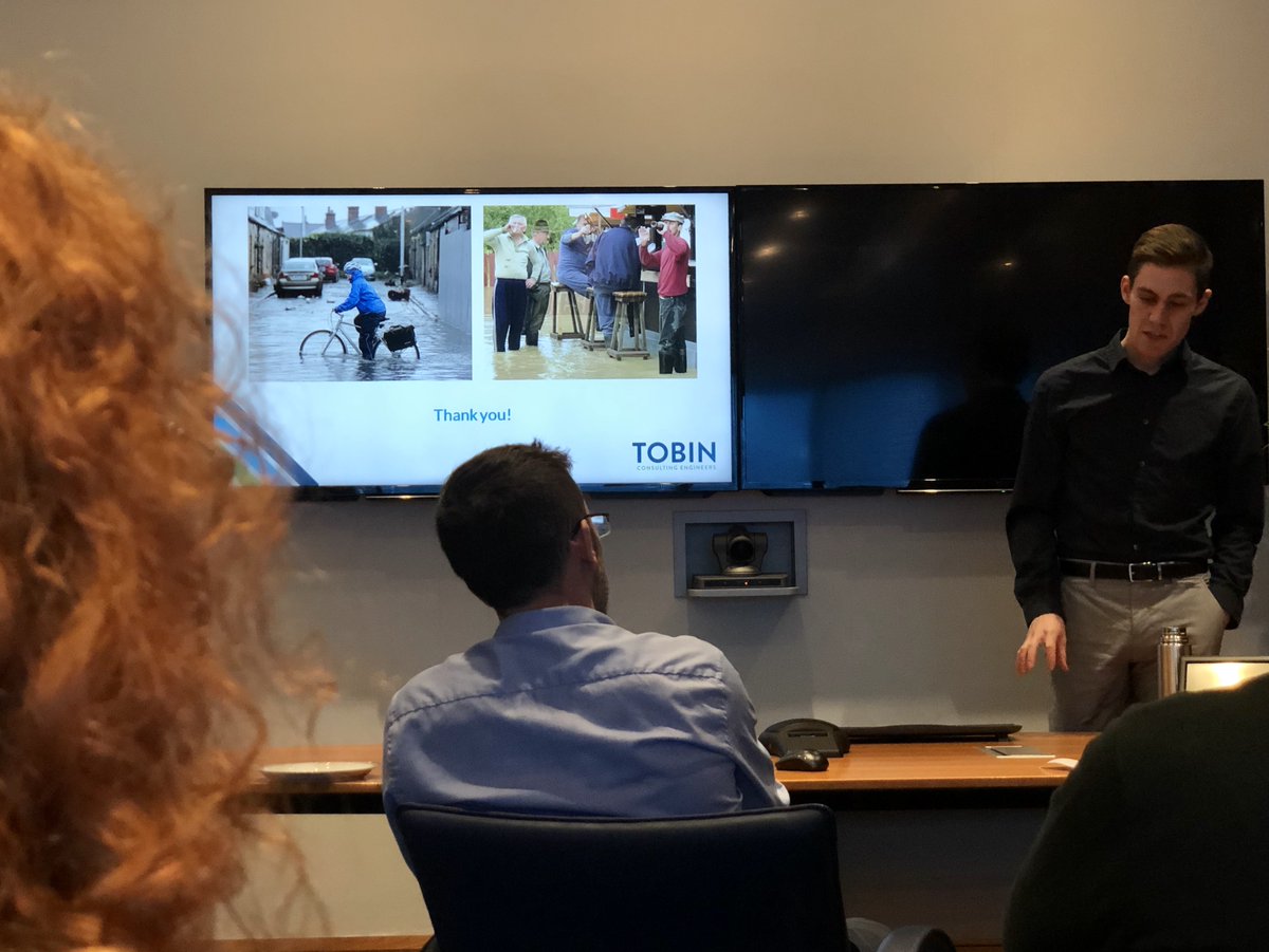 TOBINengineers's tweet photo. Our #WaterServices #Engineer Duncan Hartwick gave a presentation highlighting the importance of flood risk management, summarised The Planning System and Flood Risk Management Guidelines, and used a current project to explain the various stages of a #FloodRisk Assessment. https://t.co/qArAfsTZwi