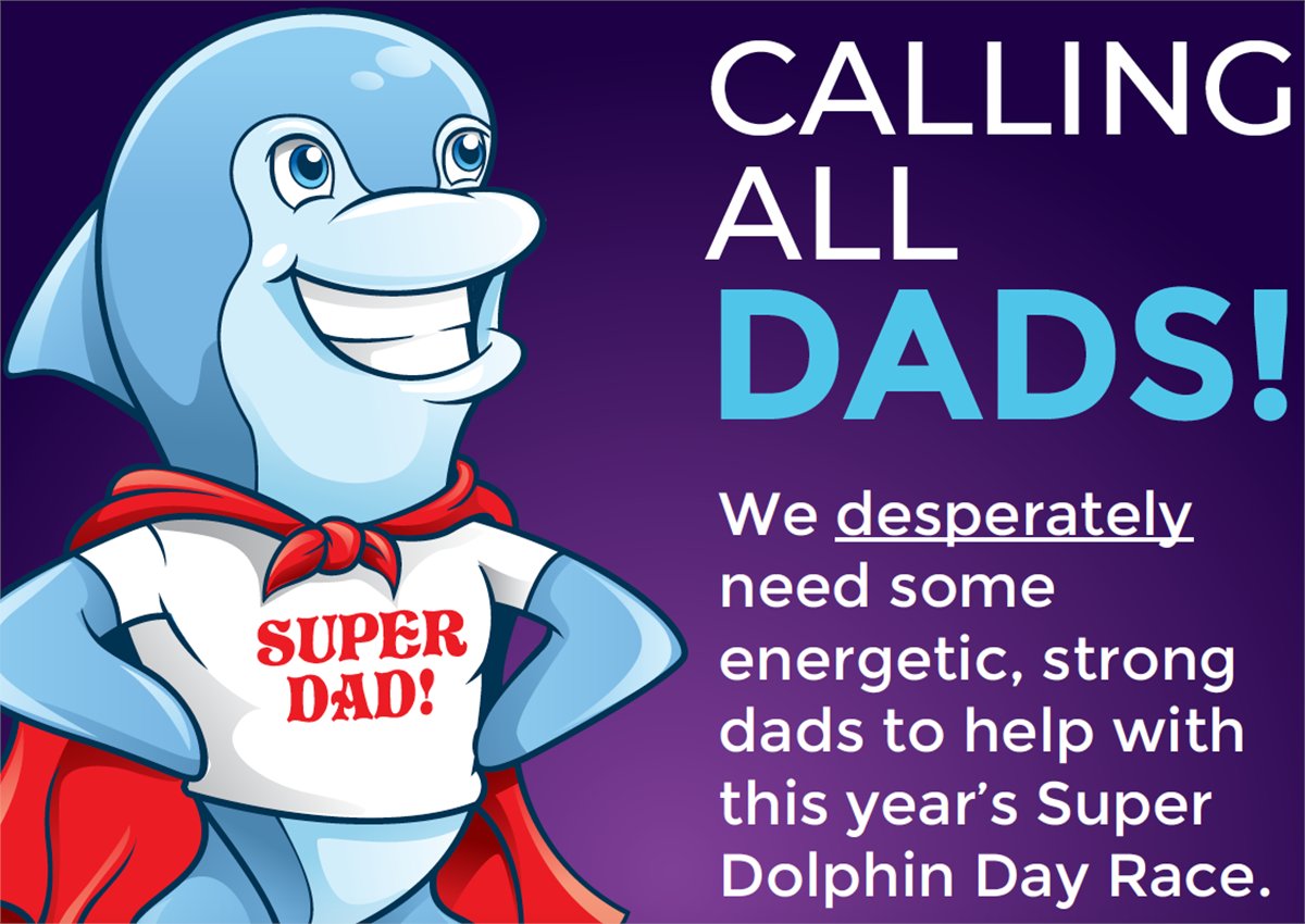SuperDolphinDay's tweet photo. 🔈𝗖𝗮𝗹𝗹𝗶𝗻𝗴 𝗔𝗟𝗟 𝗗𝗔𝗗𝗦! 𝗪𝗲 𝗱𝗲𝘀𝗽𝗲𝗿𝗮𝘁𝗲𝗹𝘆 𝗻𝗲𝗲𝗱 𝘀𝗼𝗺𝗲 𝗲𝗻𝗲𝗿𝗴𝗲𝘁𝗶𝗰, 𝘀𝘁𝗿𝗼𝗻𝗴 𝗱𝗮𝗱𝘀 𝘁𝗼 𝗵𝗲𝗹𝗽 𝘄𝗶𝘁𝗵 𝘁𝗵𝗶𝘀 𝘆𝗲𝗮𝗿'𝘀 𝗦𝘂𝗽𝗲𝗿 𝗗𝗼𝗹𝗽𝗵𝗶𝗻 𝗗𝗮𝘆 𝗥𝗮𝗰𝗲. 𝗦𝗶𝗴𝗻 𝘂𝗽 𝘁𝗼 𝘃𝗼𝗹𝘂𝗻𝘁𝗲𝗲𝗿 𝗵𝗲𝗿𝗲: https://t.co/Co13fIfTU7 https://t.co/UmWubVxwi5