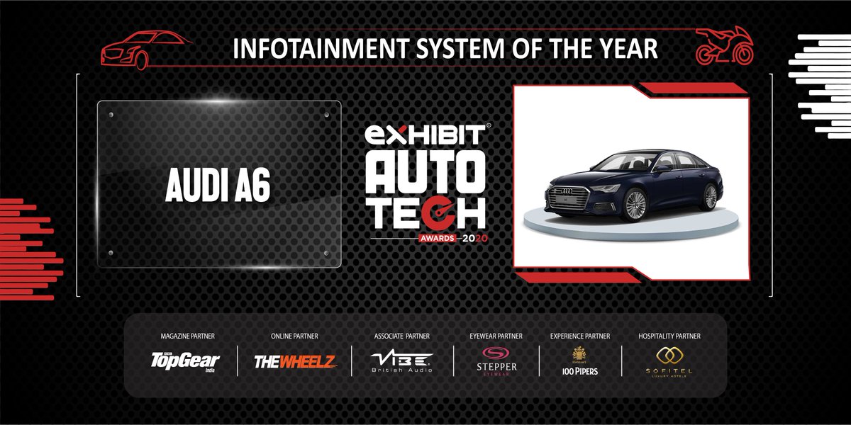 exhibitmagazine's tweet photo. The Audi A6 takes it home for the category Infotainment System of the Year @AudiIN #ExhibitAutoTechAwards https://t.co/6rXUty0uuL