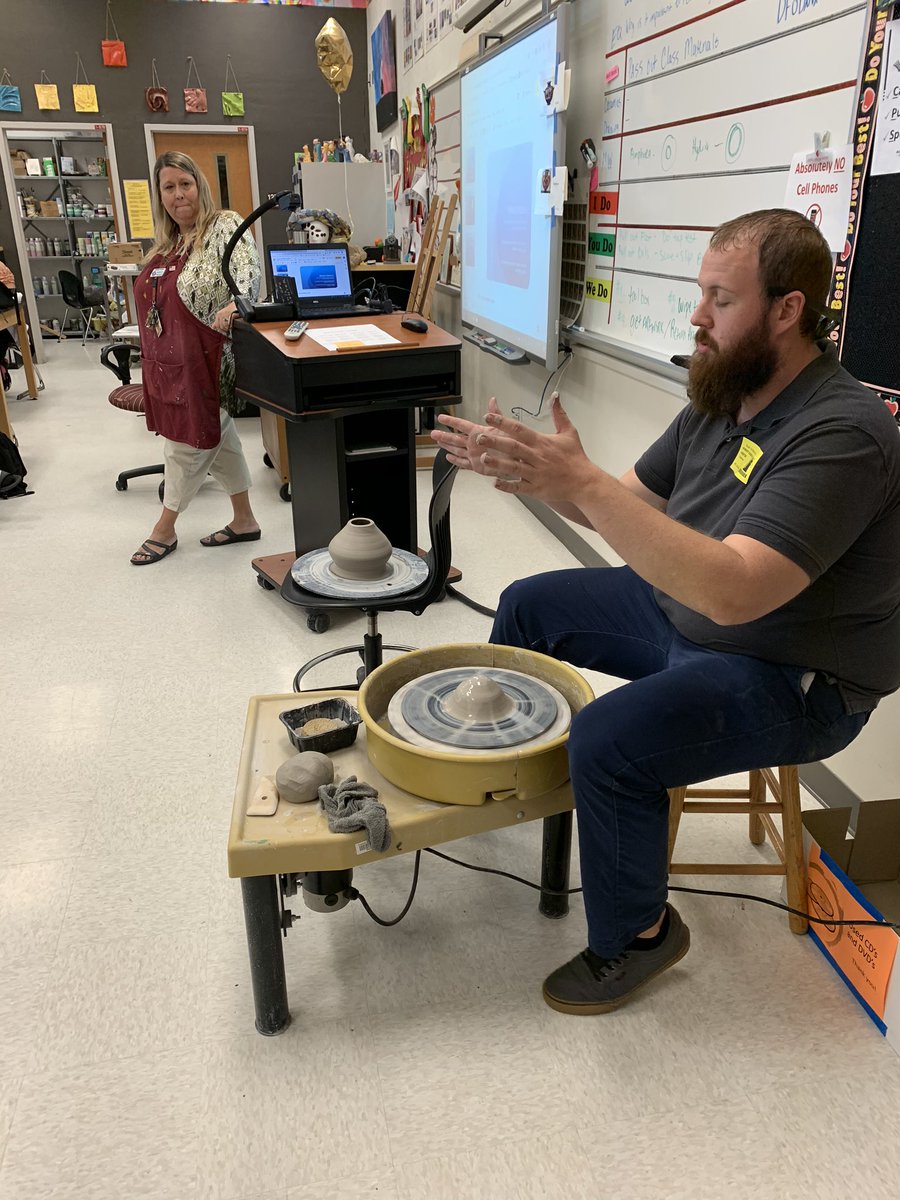 SouthFMHS's tweet photo. So much to see in Ceramics and Pottery class with Mr. Sherry and Mrs. Dozier! Happy to see teachers from other campuses stop by and share their knowledge and expertise. #collaboration #teamwork @LeeSchools @CeramicsESTERO @EsteroHS https://t.co/Fr3ln9cmev
