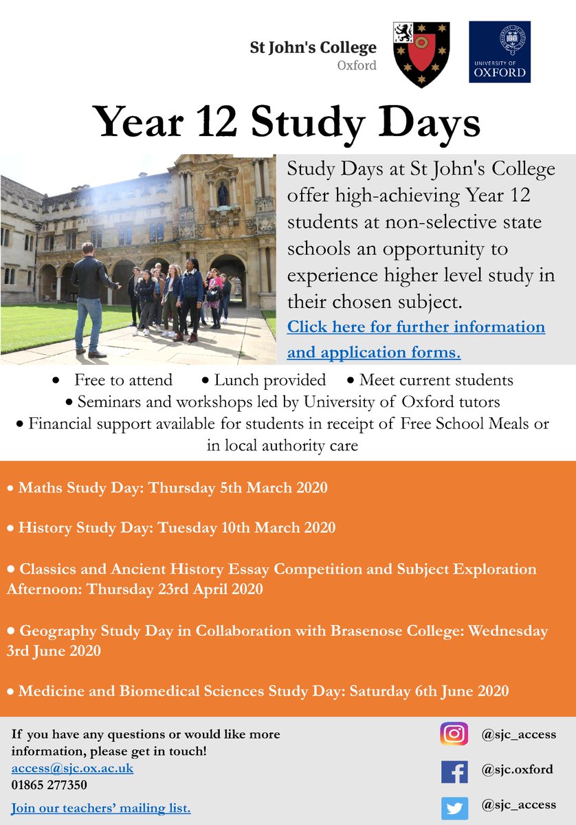 Flyer for Year 12 Study Days