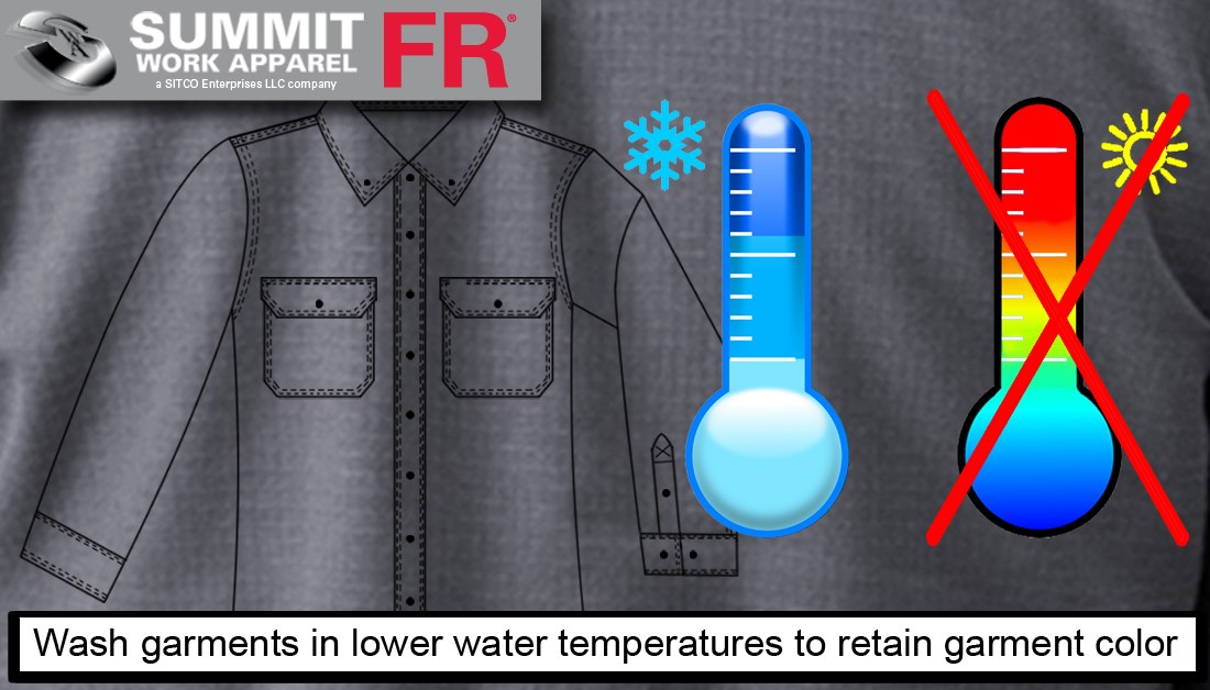 SummitWork's tweet image. #Tuesdaytips #Washingtips #Temperature: Wash garments in lower water temperature, which will be beneficial in retaining garment color. For more tips, please visit summitworkapparel.com 
#summitworkapparel #mcrsafety #MCRSummitBreeze #FRClothes #utilitycloths #oilandgasindustry