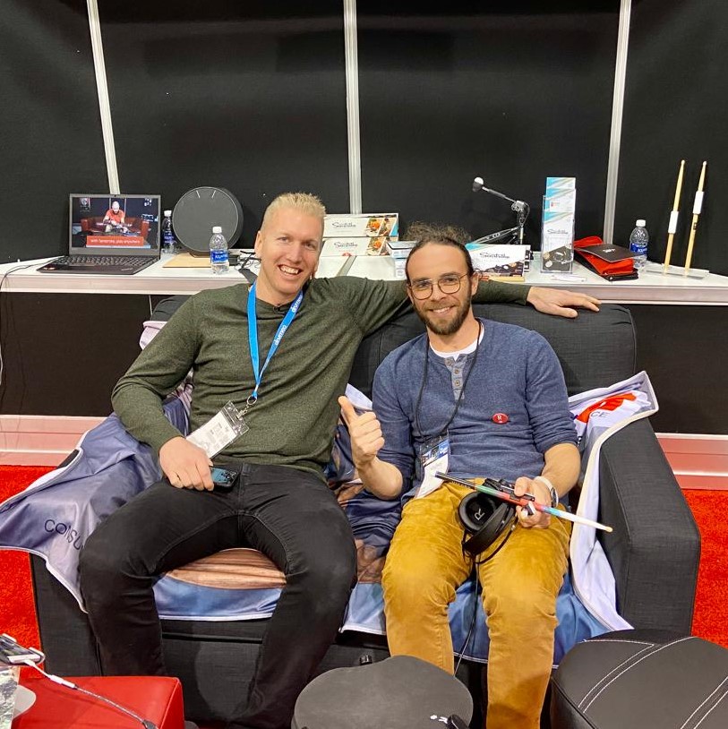 redisoncompany's tweet photo. As we remember NAMM Show 2020, we can't forget our meet with @Jared_Falk from @drumeo, who stopped by our booth !
#senstroke #redison #drumeo #nammshow2020 https://t.co/5UsTbZX2N2