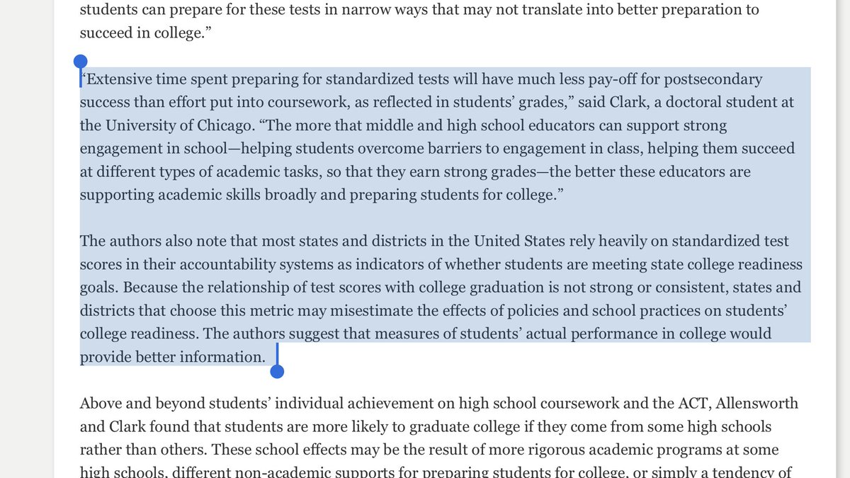 jjhetts's tweet image. 5! #HSGPA is 5 times stronger. Some tests w/neg correlations w/performance (as seen in original @CommunityCCRC NC work IIRC). And this case for why regional collaboration &amp;amp; intersegmental data sharing is the way to actually measuring college readiness
aera.net/Newsroom/Resea…