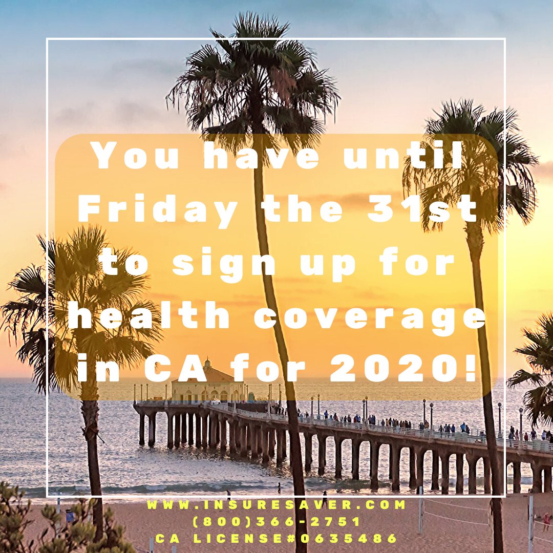 insuresaver1's tweet photo. #InsureSaver here to inform you individual and family can enroll in health insurance coverage until January 31 for a February 1 start date. This is the last call to get a health insurance policy for 2020! Give us a call: 800-366-2751! https://t.co/J3i42kqoZh