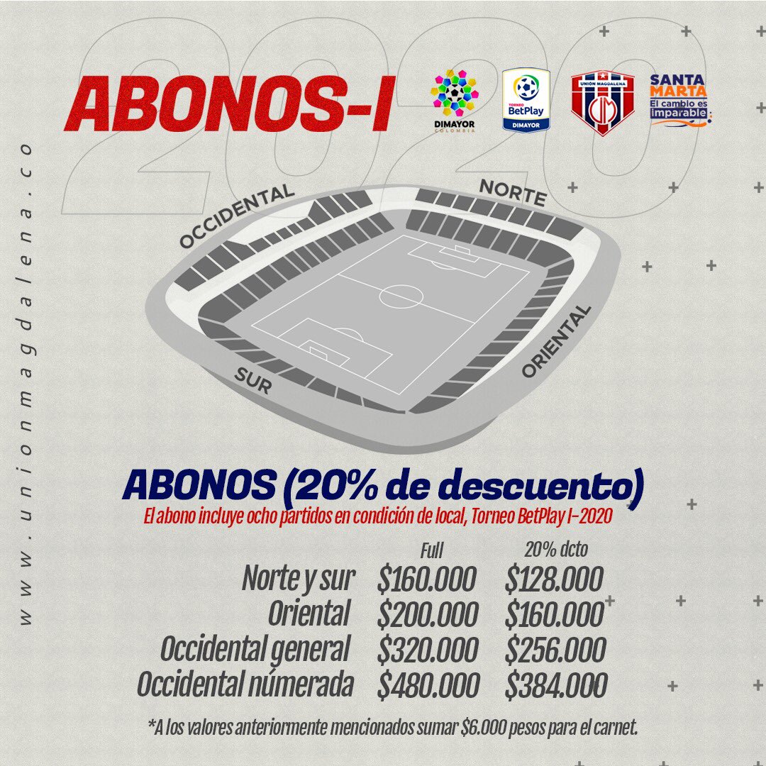pecador Clásico Orgullo Unión Magdalena S.A on Twitter: "🔵🔴🌪 | Hincha Bananero, tendrás la posibilidad de continuar alentándonos desde tu silla favorita en el estadio Sierra Nevada 🏟. 💶 VENTA DE ABONOS: Centro Comercial Ocean pecador Clásico Orgullo Unión Magdalena S.A on Twitter: "🔵🔴🌪 | Hincha Bananero, tendrás la posibilidad de continuar alentándonos desde tu silla favorita en el estadio Sierra Nevada 🏟. 💶 VENTA DE ABONOS: Centro Comercial Ocean