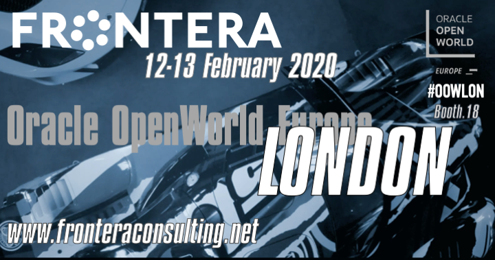 Frontera_Conslt's tweet photo. Frontera is a proud sponsor of Oracle OpenWorld Europe: 12-13 February in London.  Please register for this exciting event.  We hope to see you at booth #18!  #Cloud #OracleCloud #OracleOpenWorld  #OpenWorld #OOWLON
 
https://t.co/V3OVgWRyaI https://t.co/Lktv8Thx8j