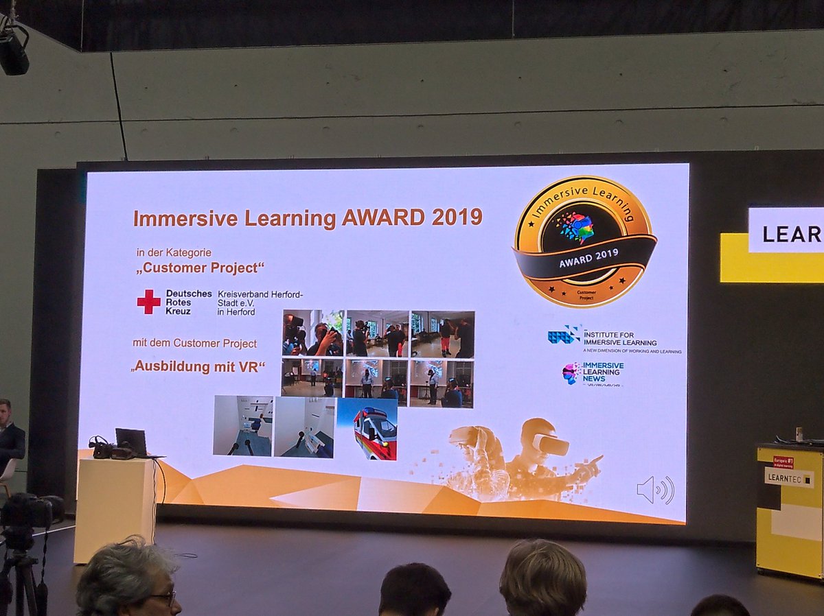 AusbildungmitVR's tweet photo. Danke !
Wir freuen uns sehr!
#DRK #Ehrenamt Immersive Learning Award 2019 - Customer Project
@learntec_news 2020

@HTC_de @PicoInteractive @LeicaGeosystems @AmazonNewsDE @DominicFehling @Uni_Wuppertal  @Fraunhofer_IGD @mobfishDe @ressourcencoach @BergischerMann und viele mehr... https://t.co/3jzqTMJRPc