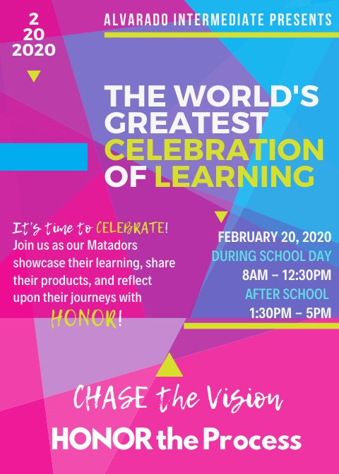 Scott Cavanias (@scottcavi) on Twitter photo Here. We. Go. Super excited for our Alvarado Student Learning Showcase on Feb 20, 2020! Our students will be showcasing their learning through their unique gifts and talents!! Join us as we “Chase the vision, HONOR the process!” <a href="/AISMatadors/">AlvaradoIntermediate</a> <a href="/RowlandSchools/">Rowland Schools</a> Here. We. Go. Super excited for our Alvarado Student Learning Showcase on Feb 20, 2020! Our students will be showcasing their learning through their unique gifts and talents!! Join us as we “Chase the vision, HONOR the process!” <a href="/AISMatadors/">AlvaradoIntermediate</a> <a href="/RowlandSchools/">Rowland Schools</a>