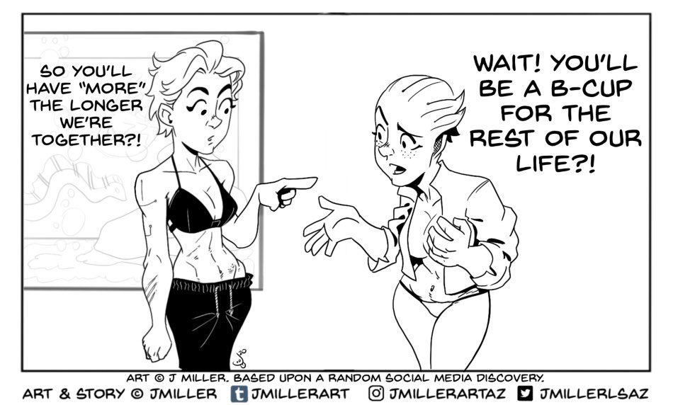 JMillerLSAZ's tweet photo. “Pillow Talk” a #MassEffect #Shiara #fancomic by J Miller, based upon a random social media post that deserves all praise for this story. FemShep’s curiosity gets the better of her. Liara explains a cultural and biological misunderstanding. #femshepard #liaratsoni #boobjokes https://t.co/kM0qbGxR9z