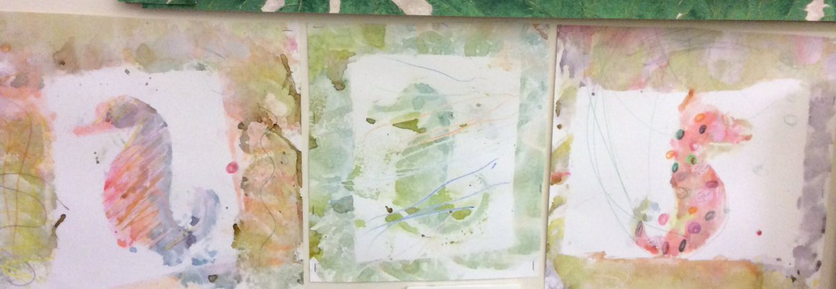 KelsallFriends's tweet image. Acorns were inspired by our artwork and explored crayons, inks and stencils today. Acorn&apos;s learning has been influenced by the children&apos;s interests in sea creatures. Some beautiful seahorses going on display this evening. #creativityiscontagious