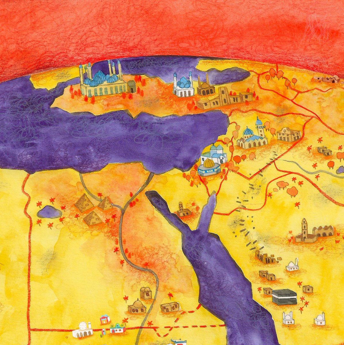DiyalaZada's tweet photo. #details #borders #wip #newpicturebook #comingsoon #childrensbooks #storybook #watercolours #diyalazada #palestine #syria #mecca #egypt #iraq #jordan #lebanon #libya #sudan #turkey #unity #illustration #homeland #home #arabworld #islamicworld #globe #book #storybook https://t.co/3Sva2RAmEx
