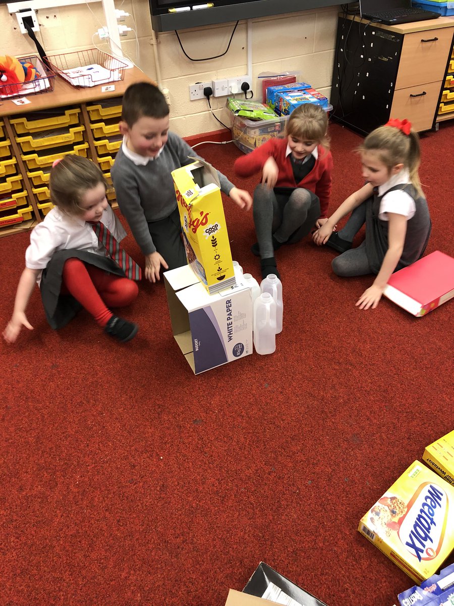 AitkenheadS's tweet photo. Primary 1 have been reading the Gruffalo in Scots and this afternoon worked in teams to start designing junk models of the animals from the story. I can’t wait to see the finished products #teamwork #makingdecisionstogether https://t.co/dmg9inT1TV