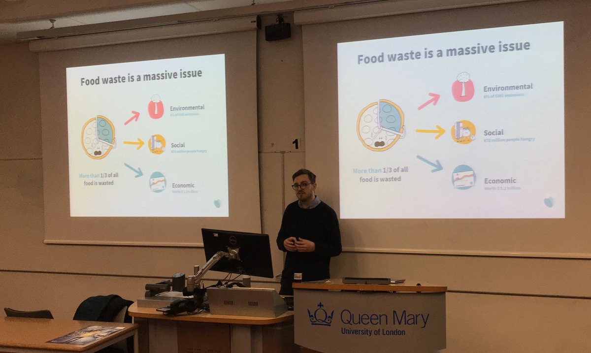 chicshake's tweet photo. When talking about #innovation, the first thing to ask is #why - @Jamiecrummie currently talking to our @QMUL students about the #impact #foodwaste has on the planet on #environmental #social and #economic levels. If it was a country, food waste would be 3^ for carbon emissions😳 https://t.co/ap7QYrwH3b