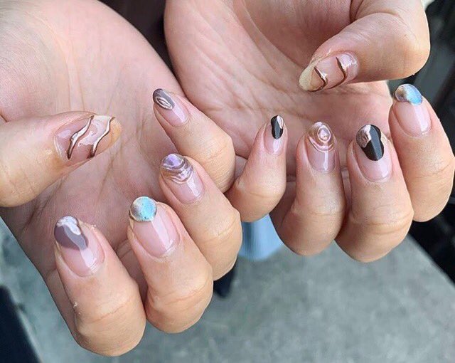 Nail Studio Liber در توییتر 曲線でかたどられた透かし模様風アートなネイルデザイン 男性ネイリスト ネイル特集 おまかせネイル シンプルネイル 透かし模様アート 与野ネイル